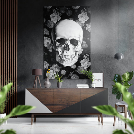 Skull Brushed Aluminium Dibond Wall Art.