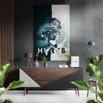 Jalen Hurts Eagles Brushed Aluminium Dibond Wall Art.