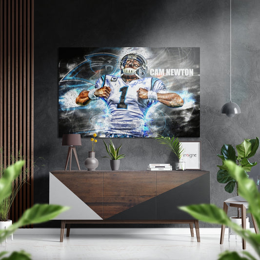 Cam Newton Brushed Aluminium Dibond Wall Art.