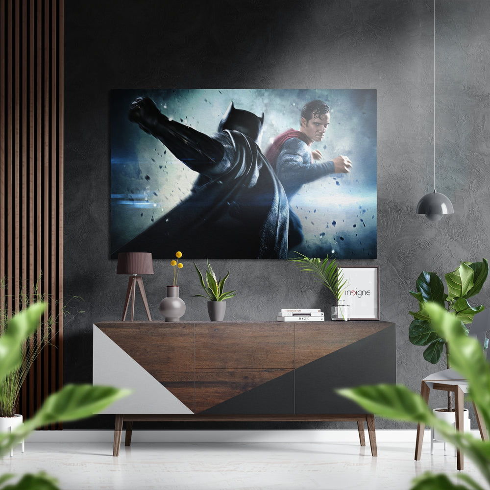 Batman vs Superman Brushed Aluminium Dibond Wall Art.