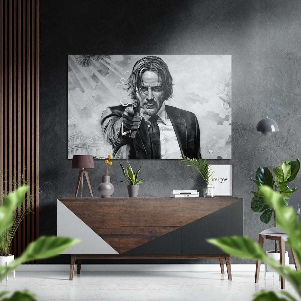 John Wick Brushed Aluminium Dibond Wall Art.