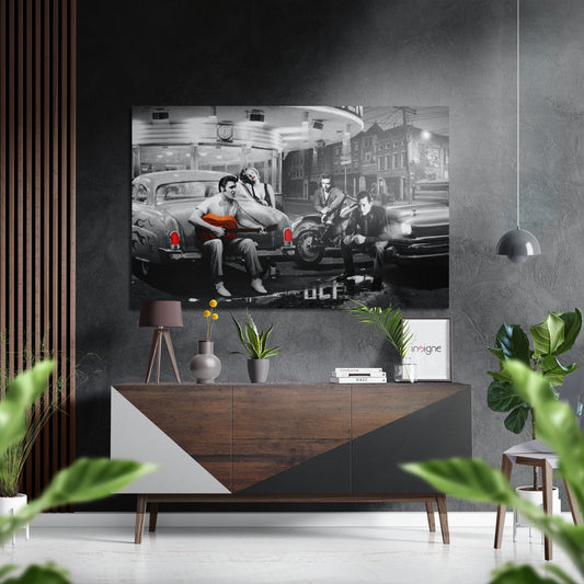 Vintage Screen Legends Quartet Brushed Aluminium Dibond Wall Art