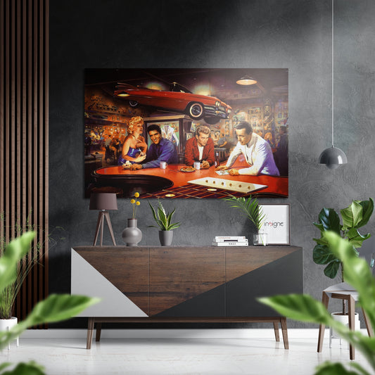 Vintage Screen Legends Quartet Brushed Aluminium Dibond Wall Art