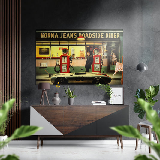 Retro Gas Station Brushed Aluminium Dibond Wall Art.