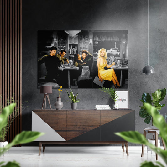 Vintage Screen Legends Quartet Brushed Aluminium Dibond Wall Art