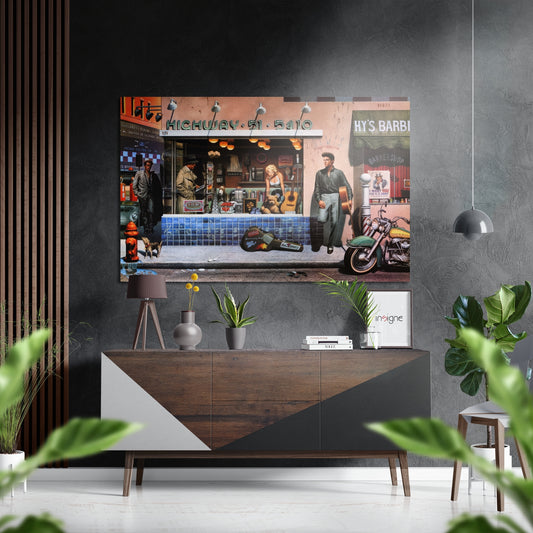 Retro Street Brushed Aluminium Dibond Wall Art.