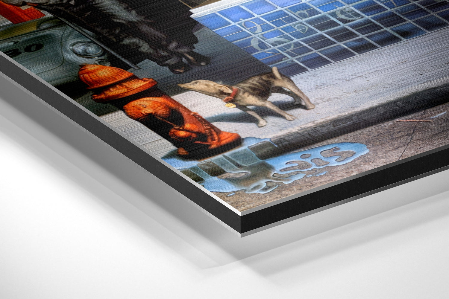 Retro Street Brushed Aluminium Dibond Wall Art.