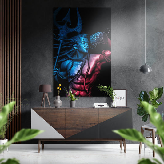 Har Har Mahadev Brushed Aluminium Dibond Wall Art.