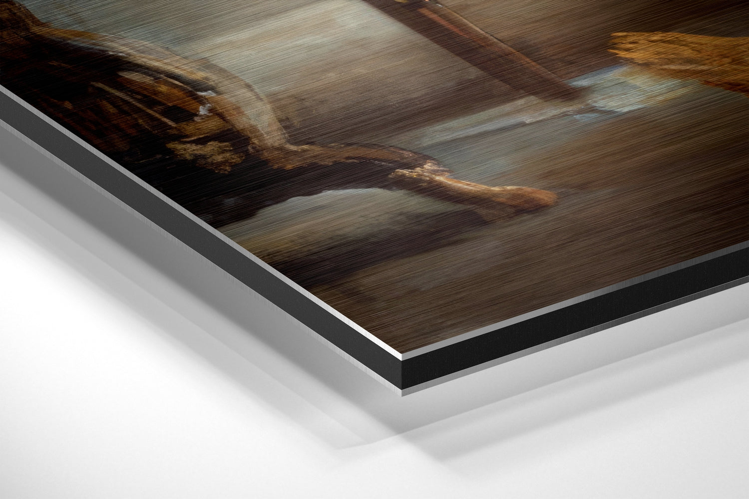 The Portrait of Happiness Brushed Aluminium Dibond Wall Art.