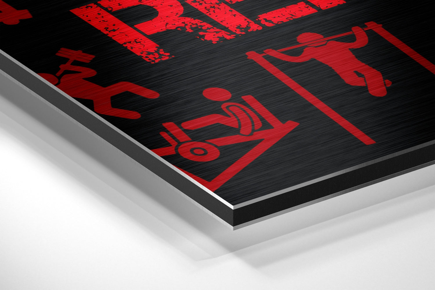 Eat, Lift, Sleep Brushed Aluminium Dibond Wall Art.