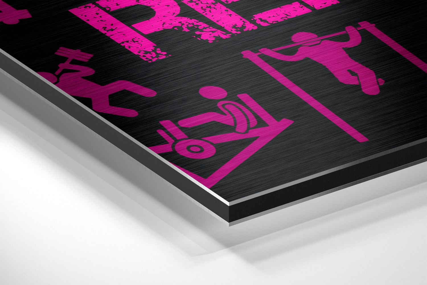 Eat, Lift, Sleep Brushed Aluminium Dibond Wall Art.