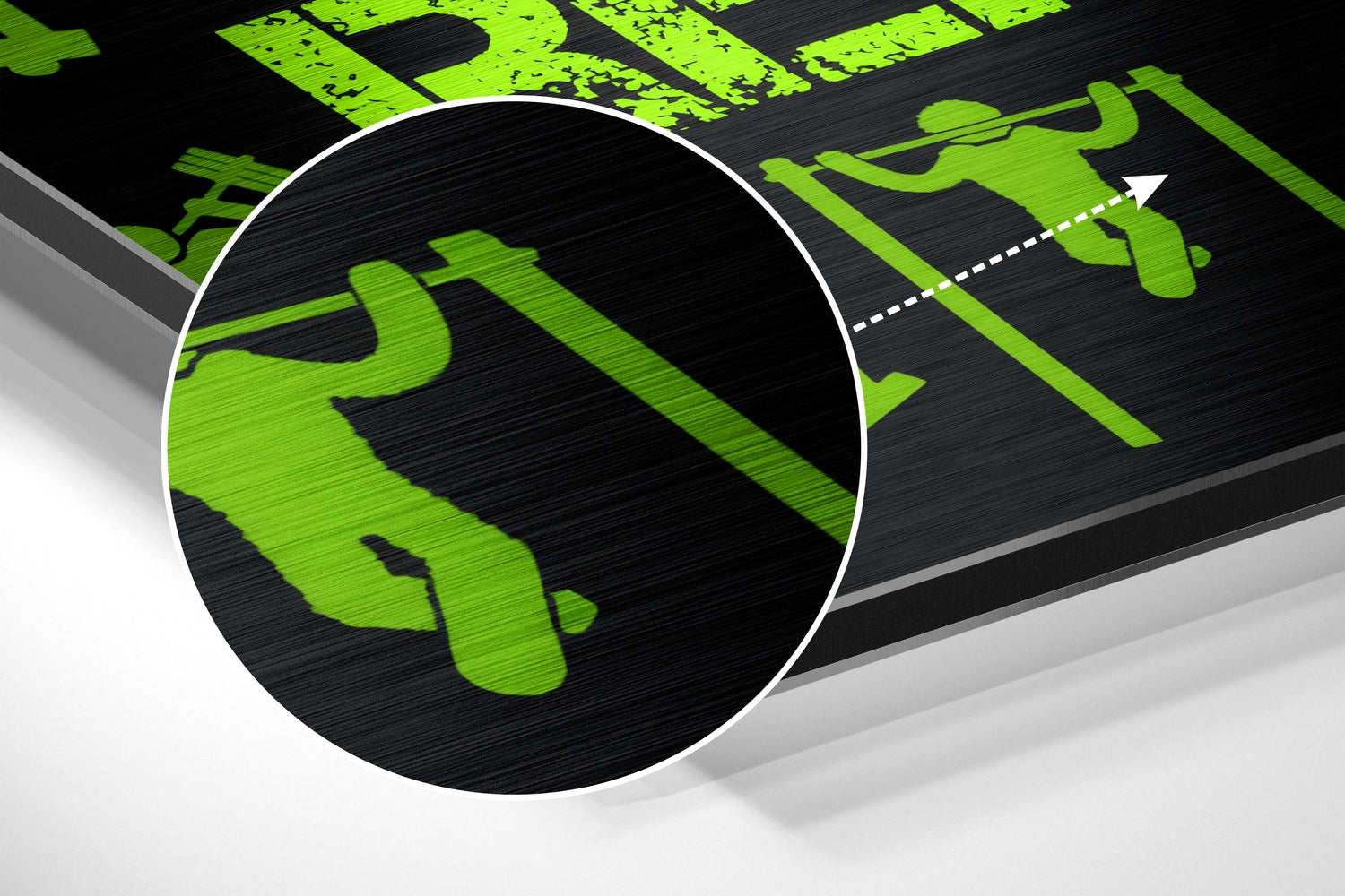 Eat, Lift, Sleep Brushed Aluminium Dibond Wall Art.