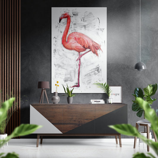 Flamingo Brushed Aluminium Dibond Wall Art.