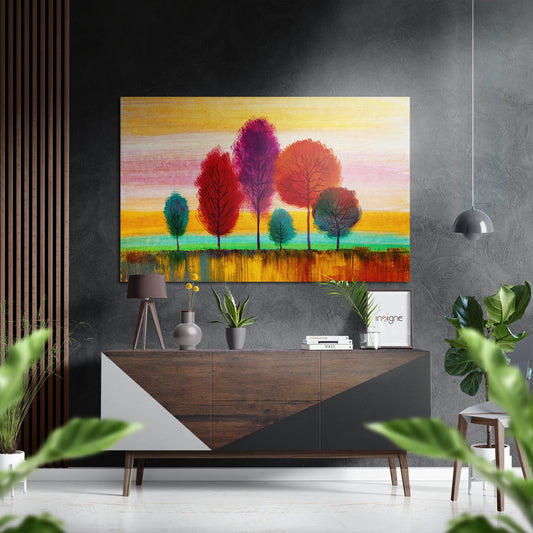 Trees of Colors Brushed Aluminium Dibond Wall Art.
