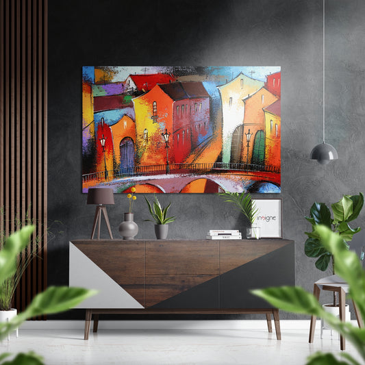 City of Colors Brushed Aluminium Dibond Wall Art.