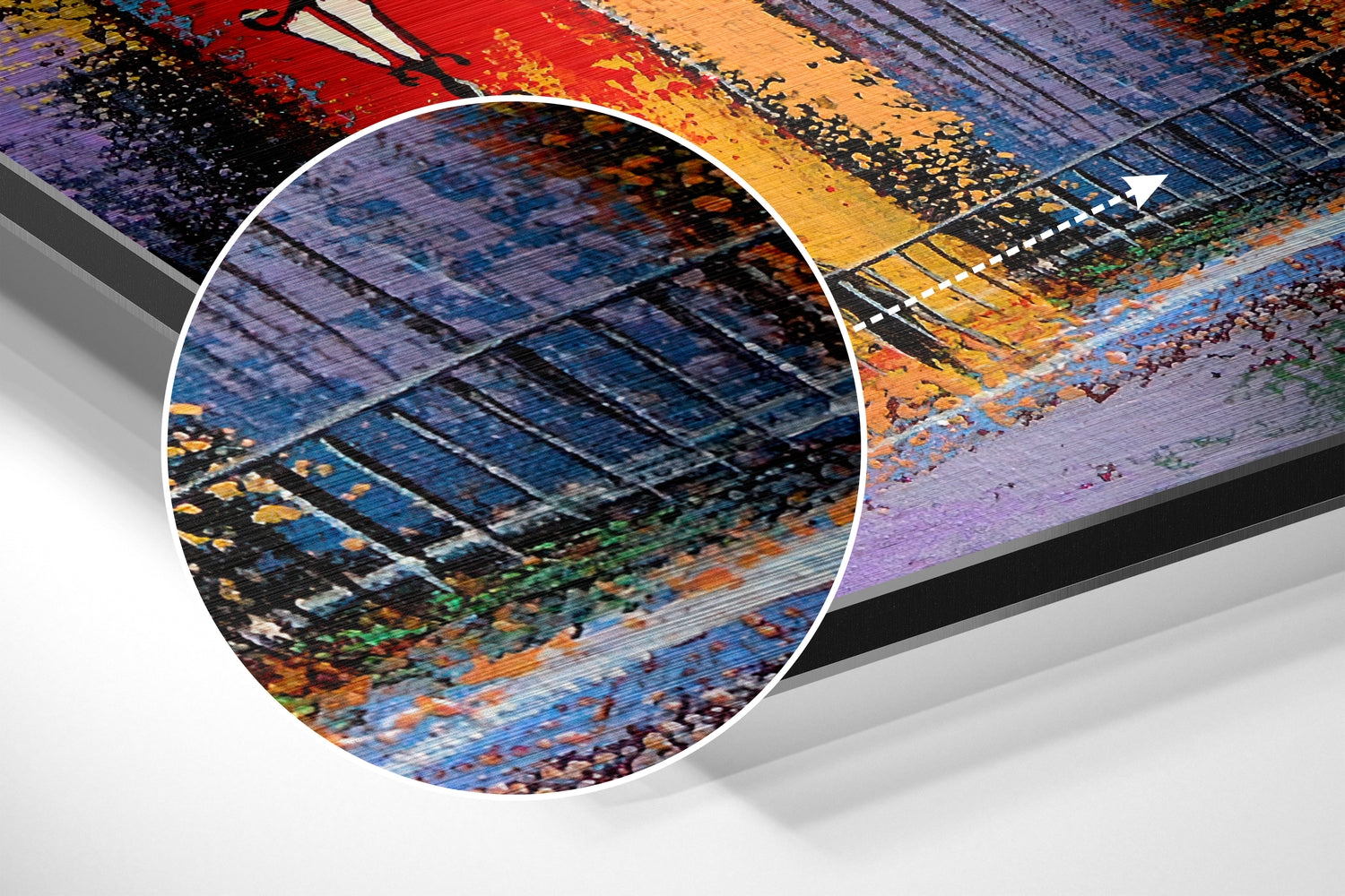 City of Colors Brushed Aluminium Dibond Wall Art.