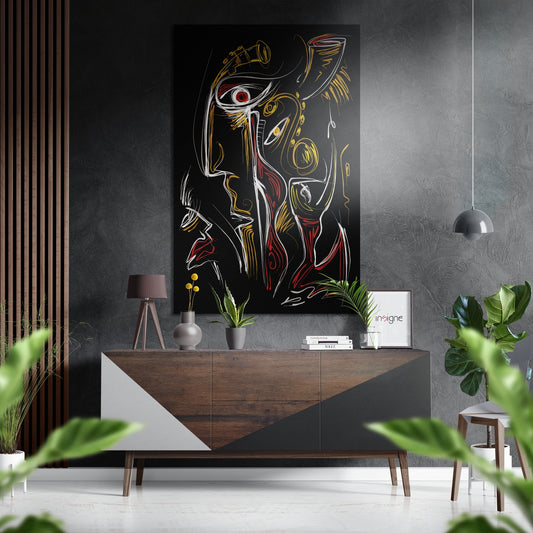 Abstract Faces Brushed Aluminium Dibond Wall Art.