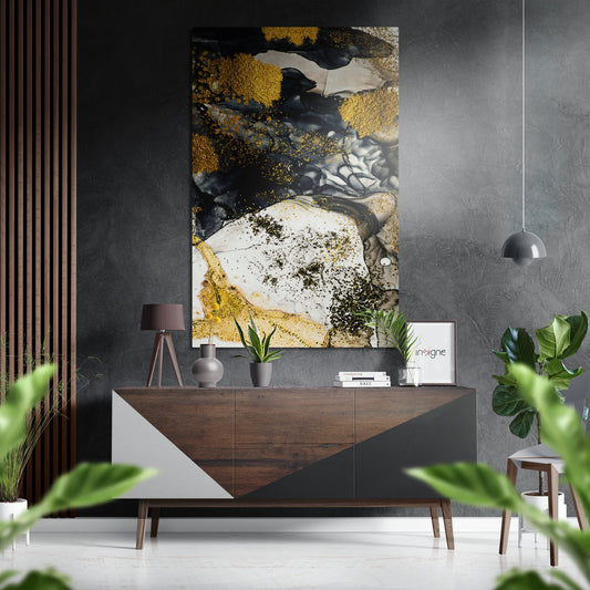 Golden Marble Brushed Aluminium Dibond Wall Art.