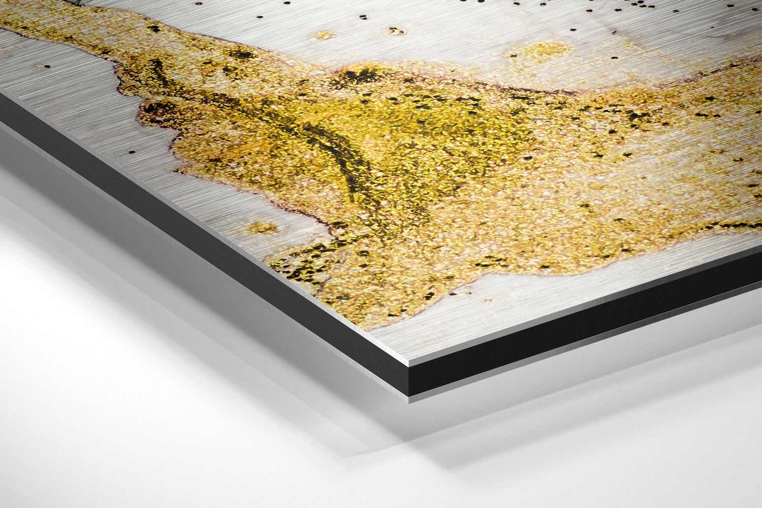 Golden Marble Brushed Aluminium Dibond Wall Art.