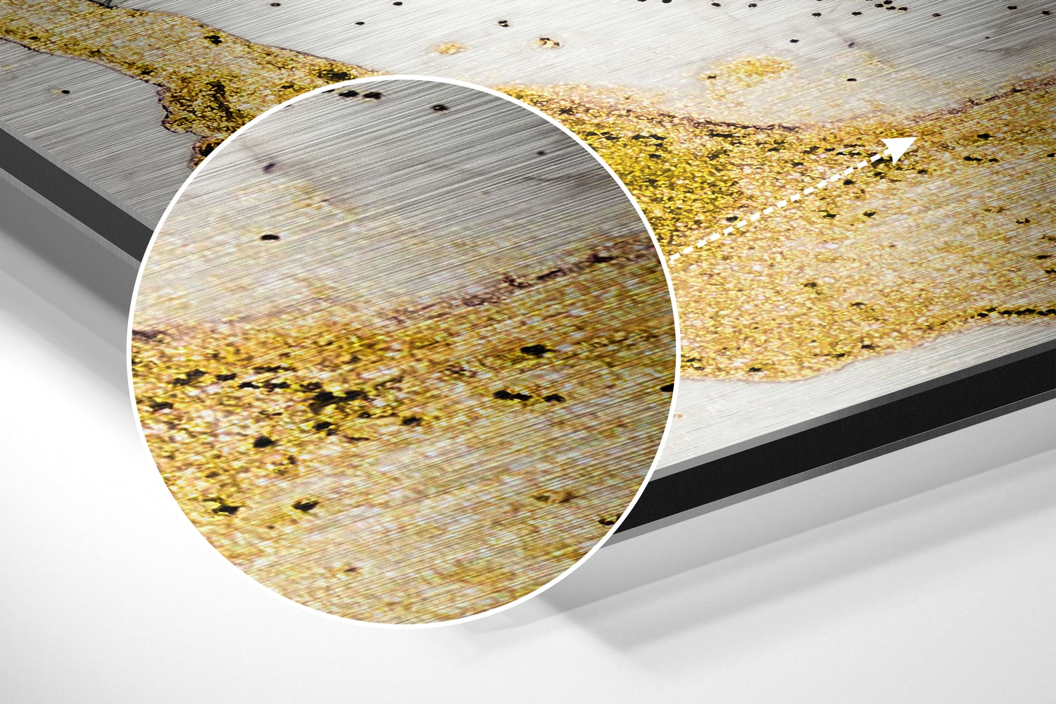 Golden Marble Brushed Aluminium Dibond Wall Art.