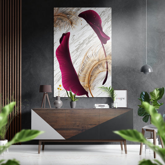 Feathers Brushed Aluminium Dibond Wall Art.