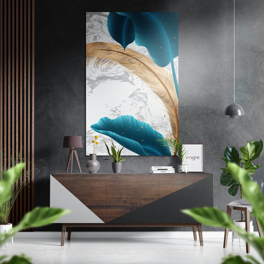 Feathers Brushed Aluminium Dibond Wall Art.