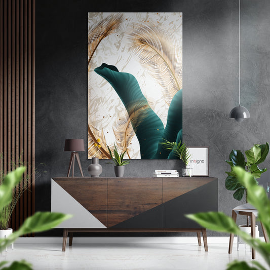 Feathers Brushed Aluminium Dibond Wall Art.