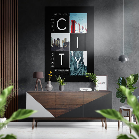New York Brushed Aluminium Dibond Wall Art.
