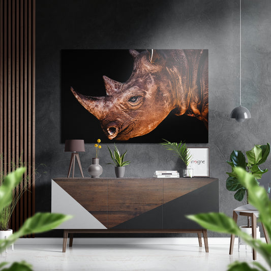 Rhinoceros Brushed Aluminium Dibond Wall Art.