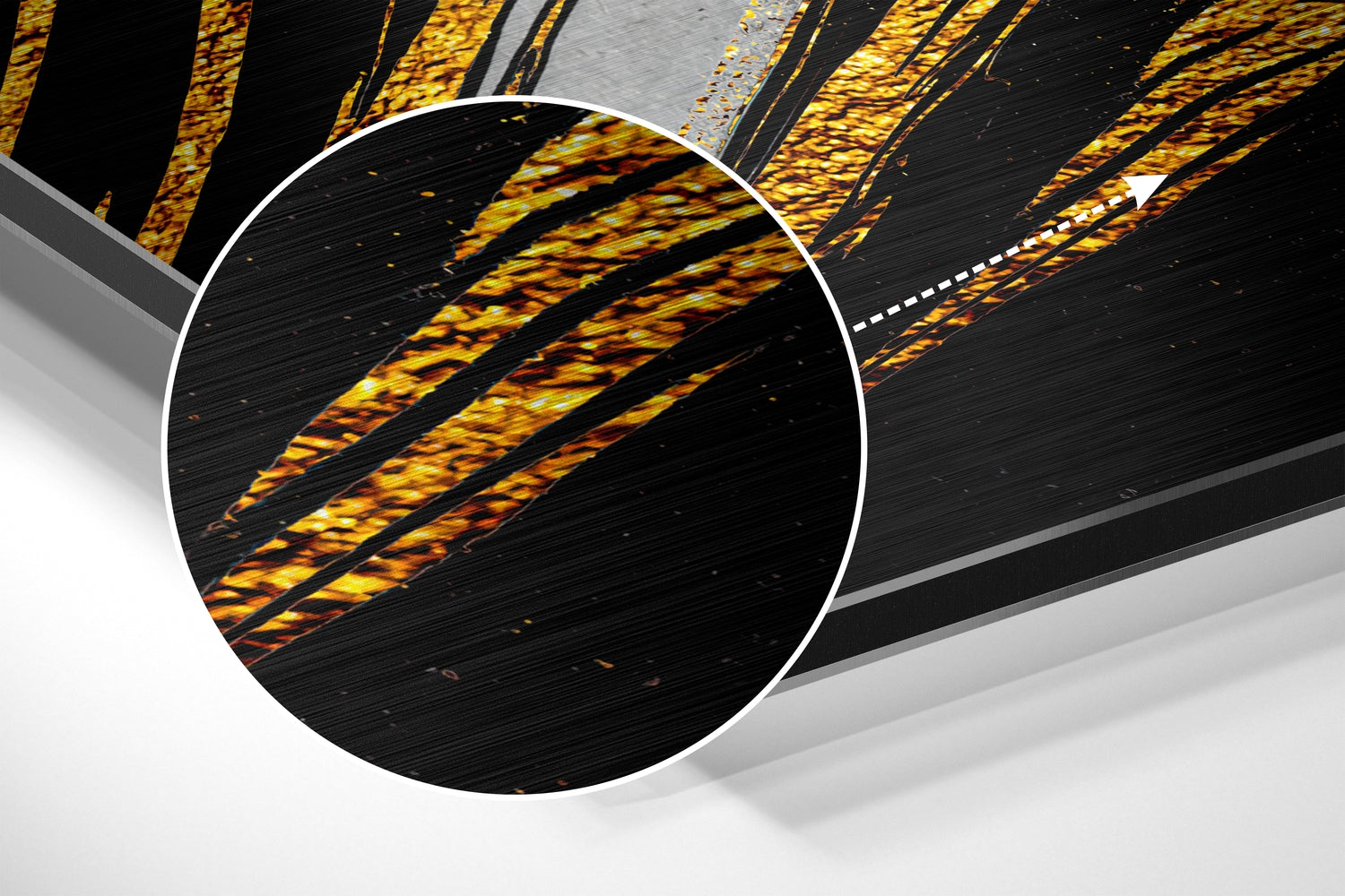 Golden Feather Brushed Aluminium Dibond Wall Art.