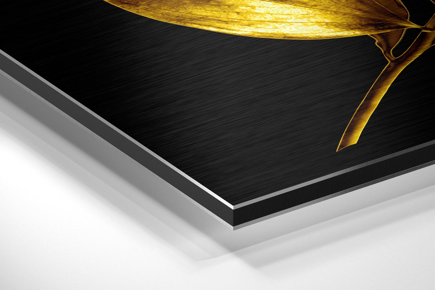 Golden Leaves Brushed Aluminium Dibond Wall Art.