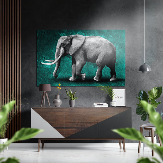 Elephant Brushed Aluminium Dibond Wall Art.