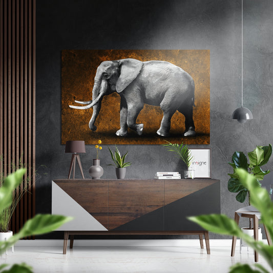 Elephant Brushed Aluminium Dibond Wall Art.