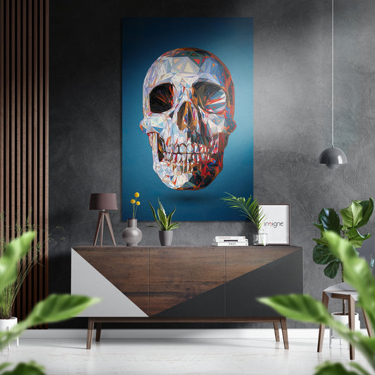 Skull Brushed Aluminium Dibond Wall Art.