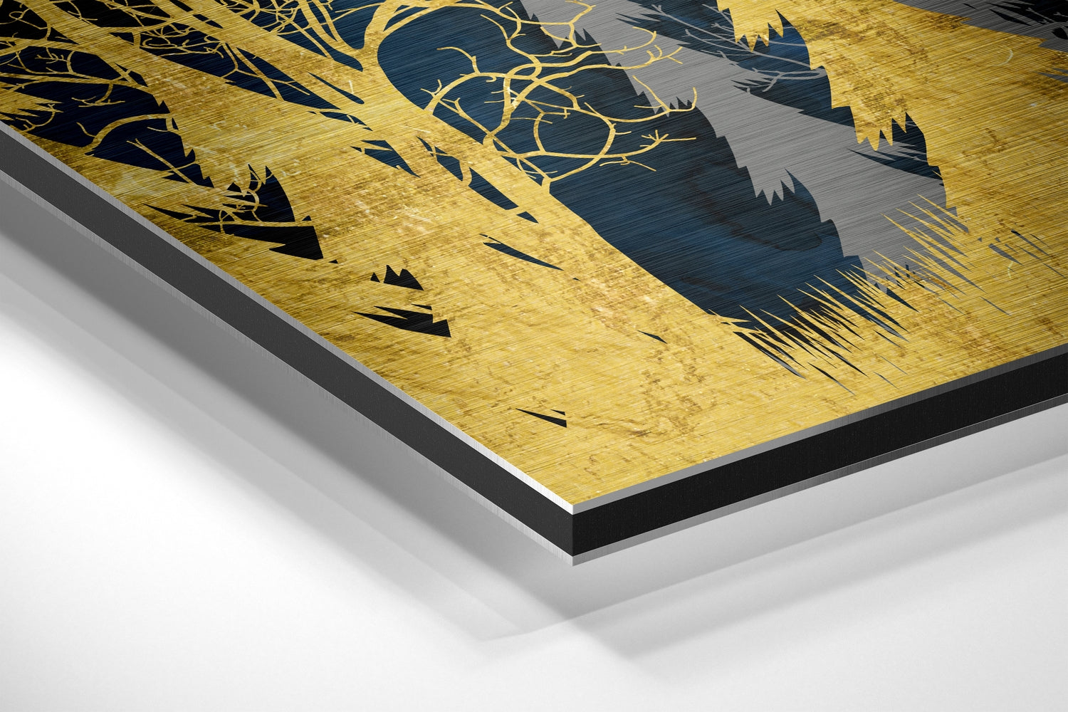 Golden Forest Brushed Aluminium Dibond Wall Art.