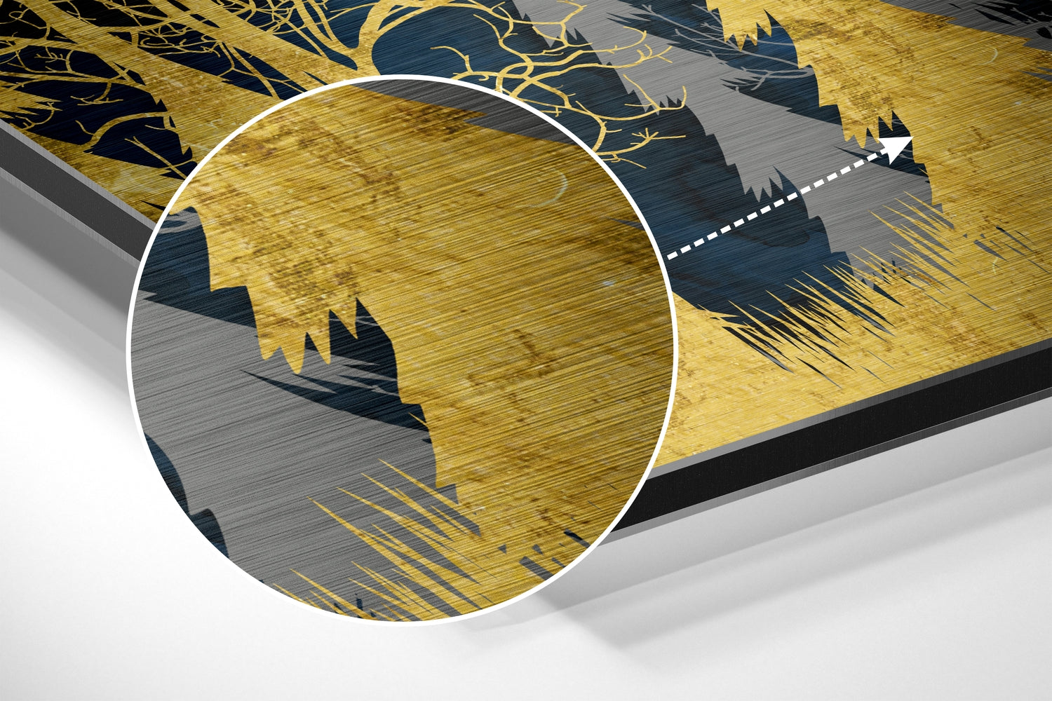 Golden Forest Brushed Aluminium Dibond Wall Art.