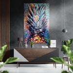 Pineapple Brushed Aluminium Dibond Wall Art.