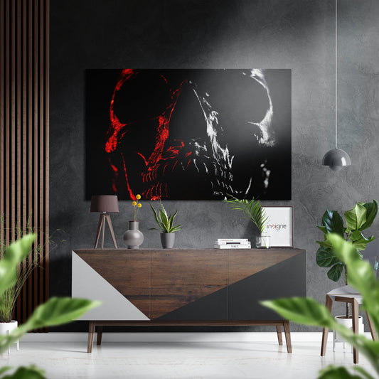 Skull Brushed Aluminium Dibond Wall Art.