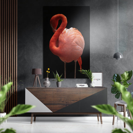 Flamingo Brushed Aluminium Dibond Wall Art.