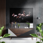 Flamingos Brushed Aluminium Dibond Wall Art.