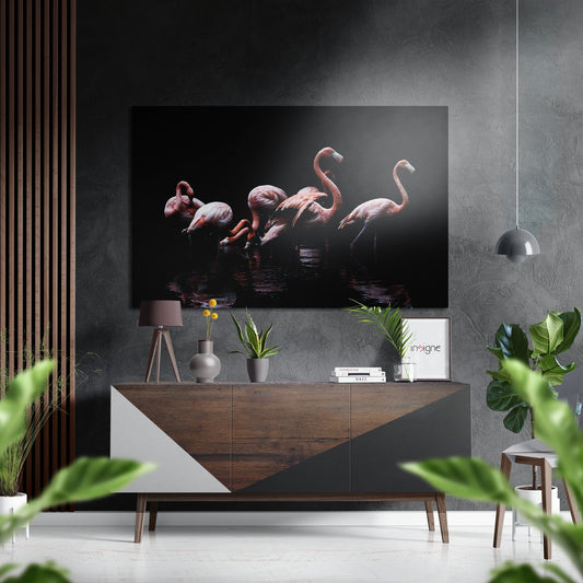 Flamingos Brushed Aluminium Dibond Wall Art.