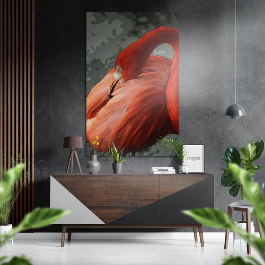 Flamingo Brushed Aluminium Dibond Wall Art.