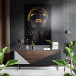 Golden Woman Brushed Aluminium Dibond Wall Art.