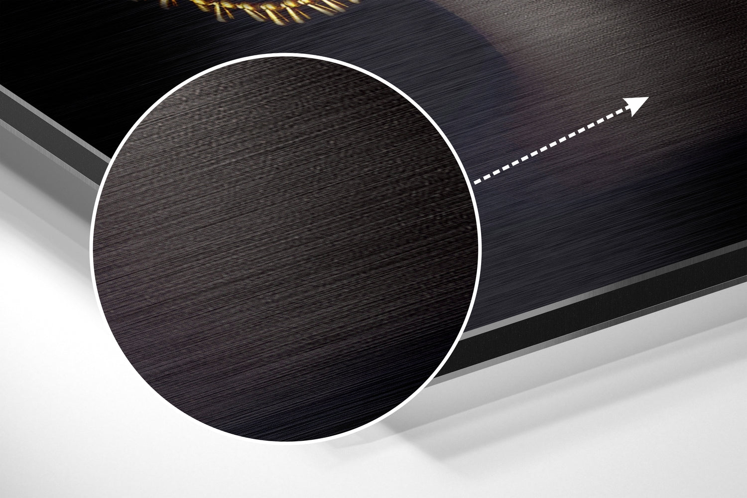 Golden Woman Brushed Aluminium Dibond Wall Art.