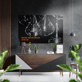 Never Give Up Brushed Aluminium Dibond Wall Art.