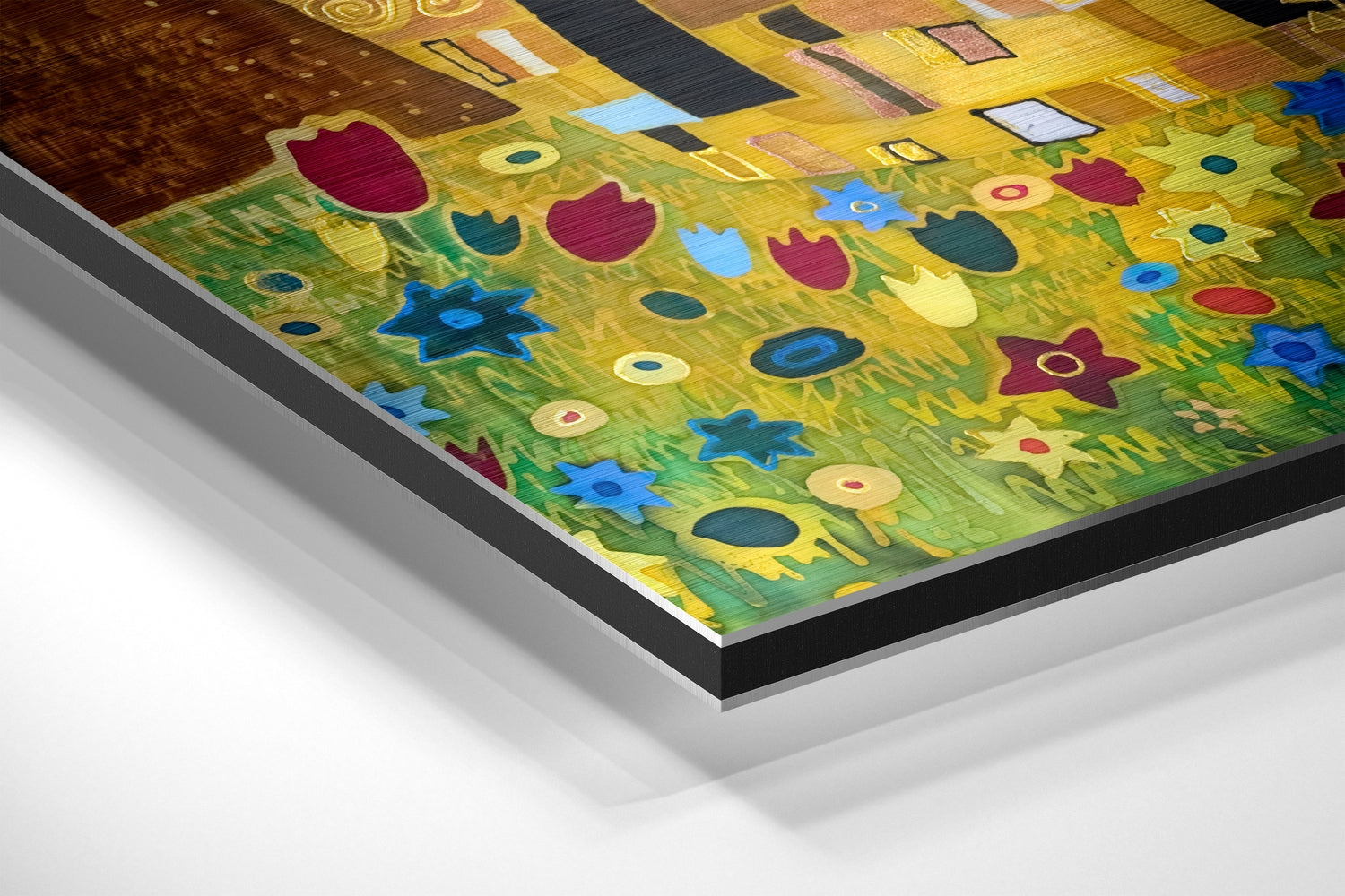 Klimt's Kiss Brushed Aluminium Dibond Wall Art.