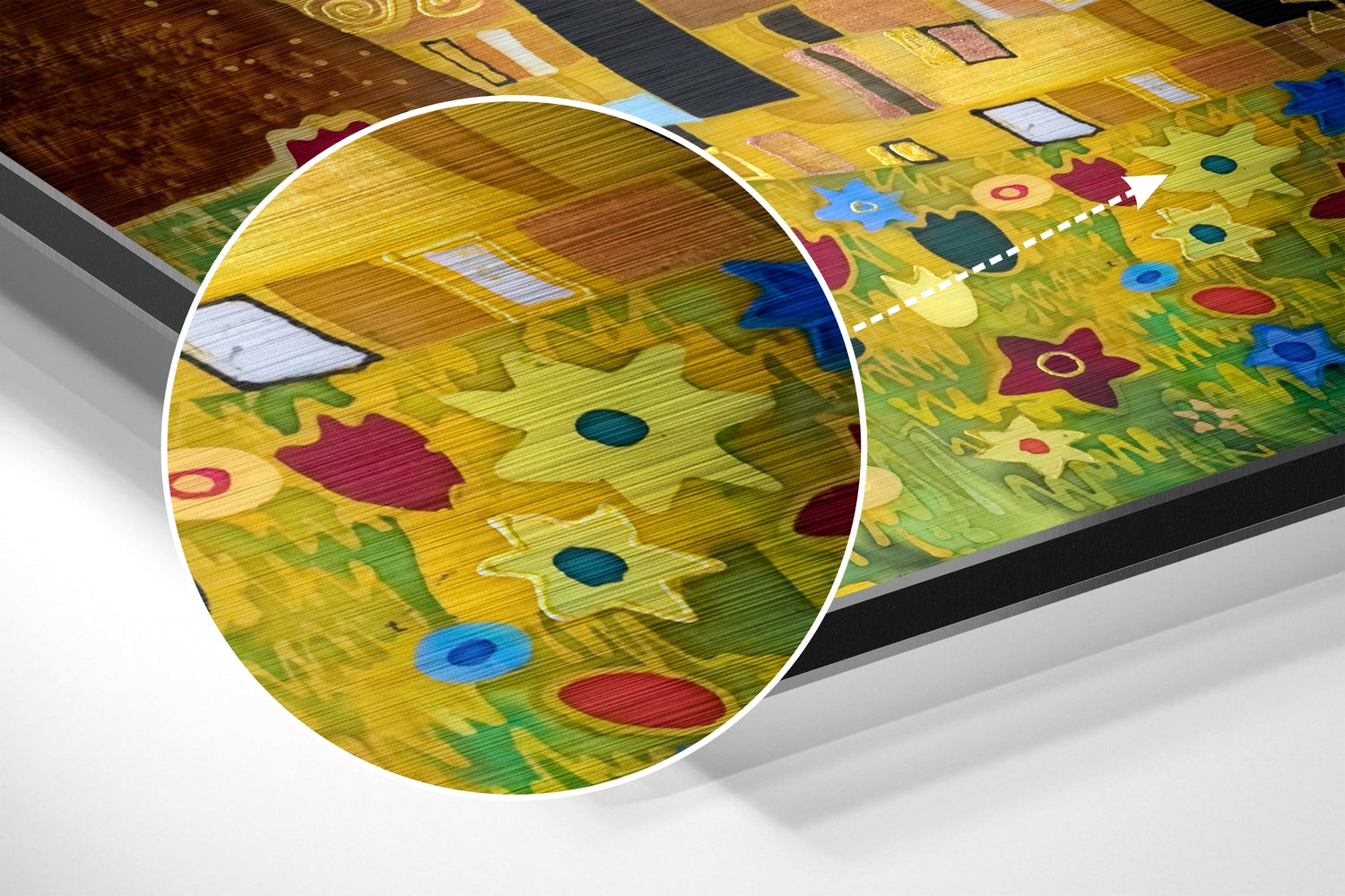 Klimt's Kiss Brushed Aluminium Dibond Wall Art.