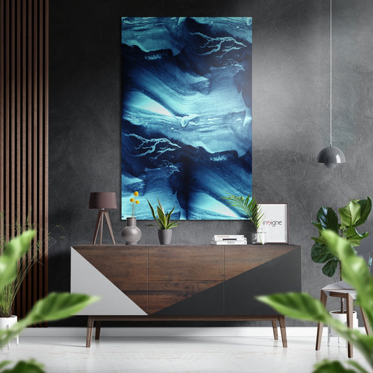 Abstract Waves Brushed Aluminium Dibond Wall Art.