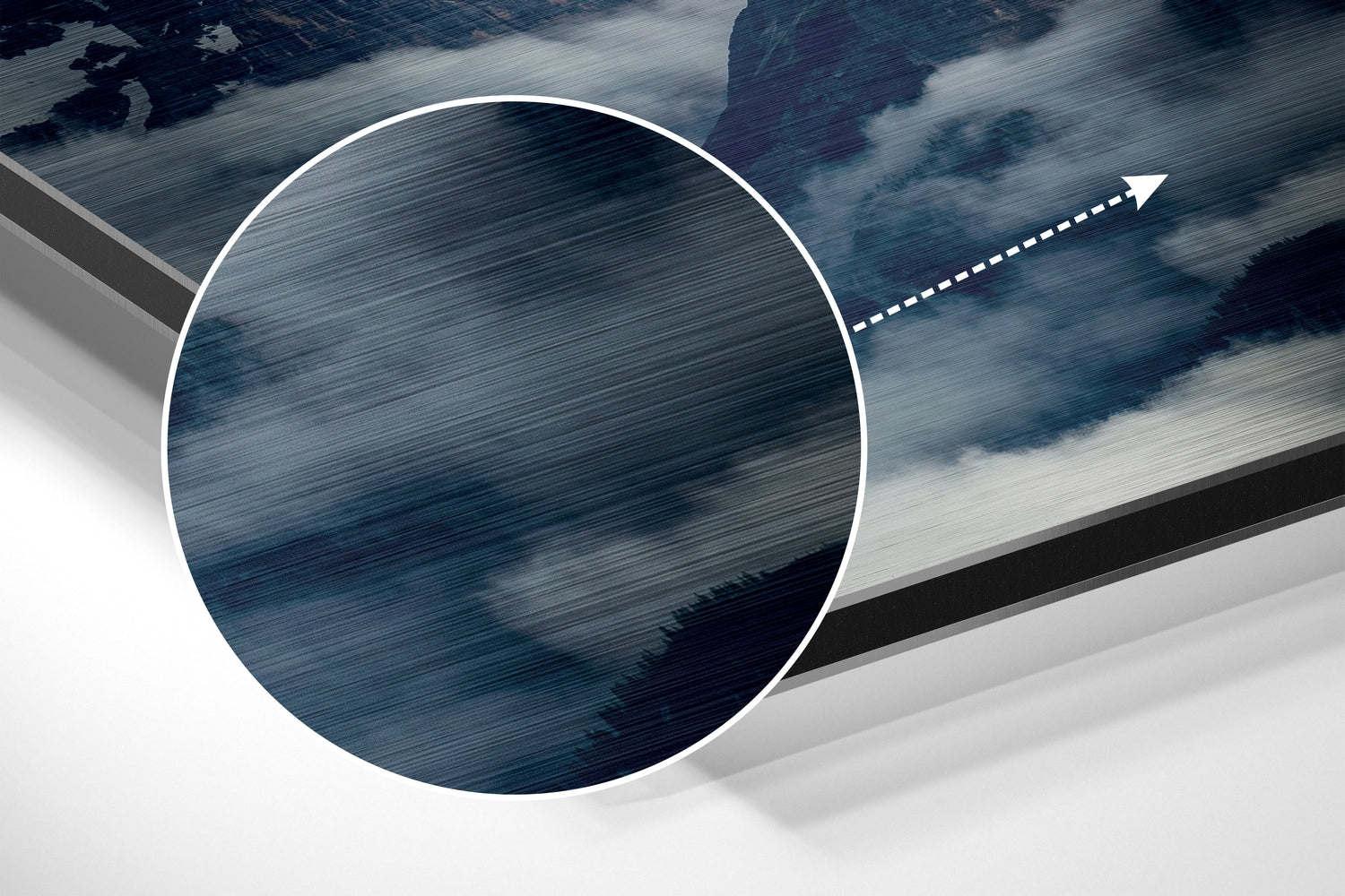 Mountain View Brushed Aluminium Dibond Wall Art.