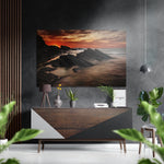 Sunset and Mountains Brushed Aluminium Dibond Wall Art.
